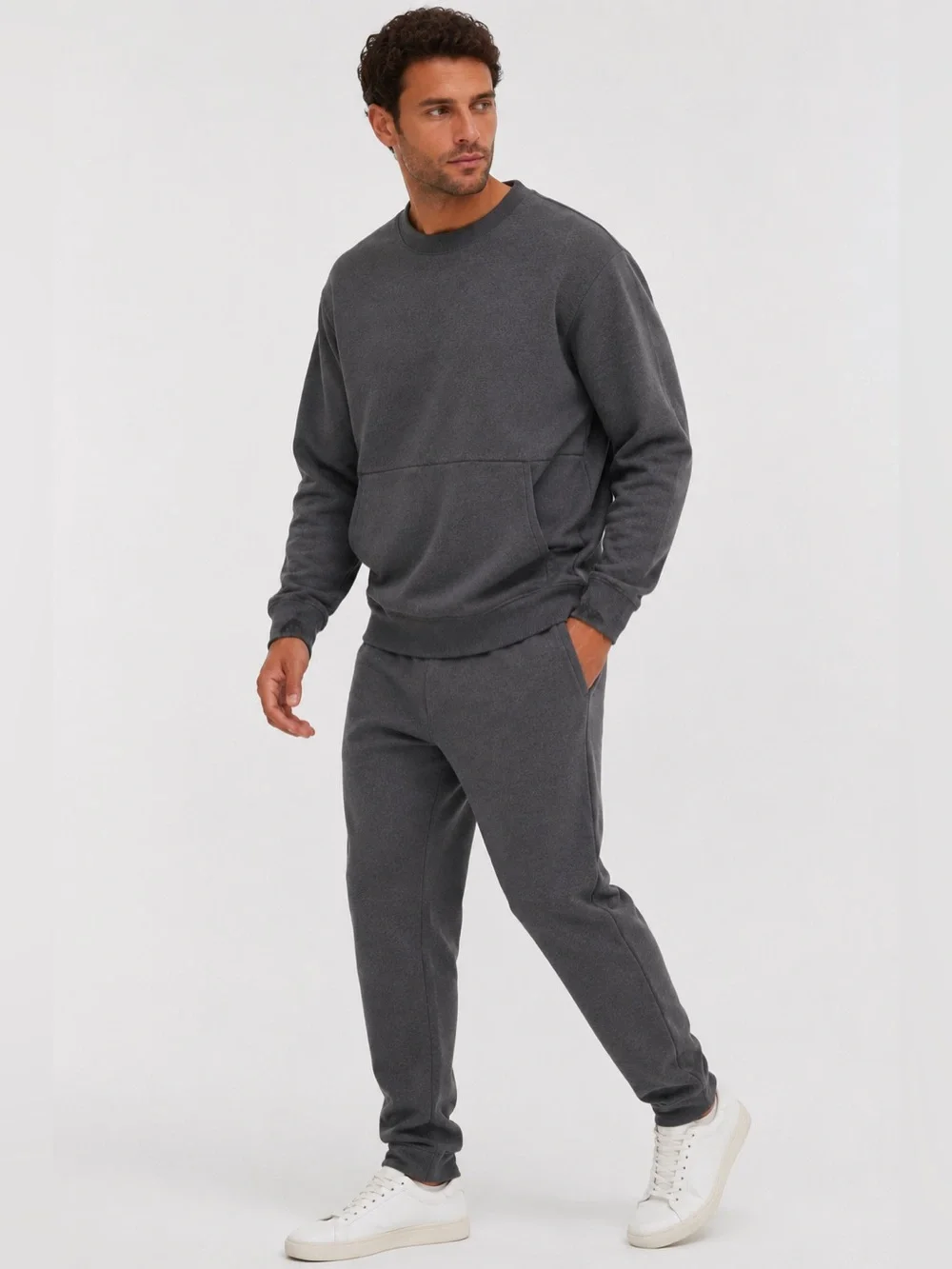 Lunya Lahgo Restore Double Faced Crew Sweatshirt Gray Heathered Men’s Large NEW - Picture 2 of 9
